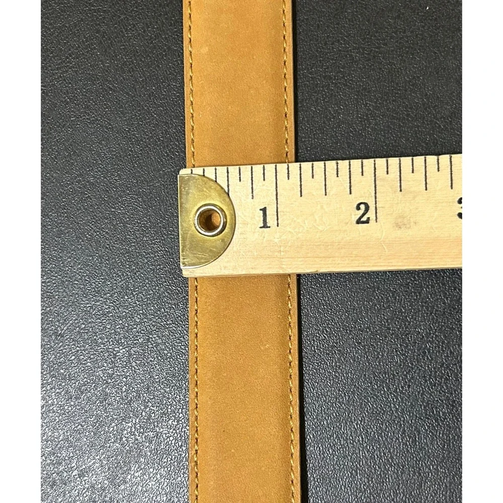 Lejon Belt Women S Tan Nubuck Leather Nordstrom Brass Buckle Tip USA VTG 80s 90s